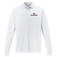 Alabama I Love Alabama Throwback Design Classic Performance Long Sleeve Polo