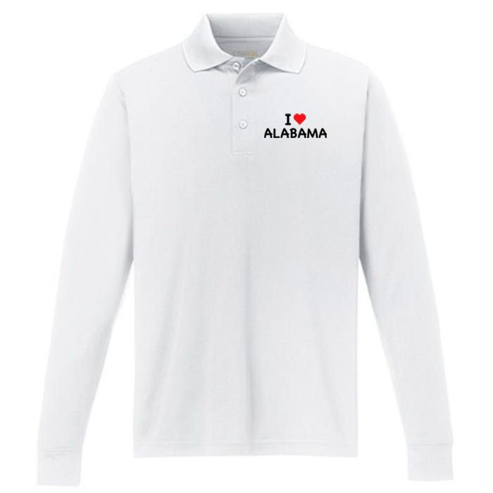 Alabama I Love Alabama Throwback Design Classic Performance Long Sleeve Polo