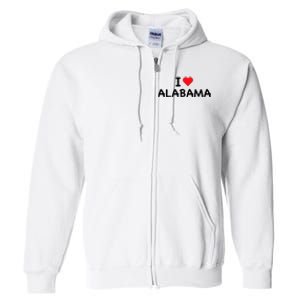 Alabama I Love Alabama Throwback Design Classic Full Zip Hoodie