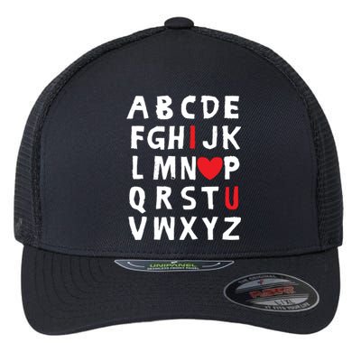 Alphabet I Love You I Heart U Cute Valentine's Day Lover Gift Flexfit Unipanel Trucker Cap