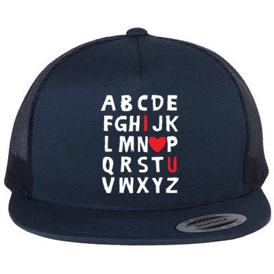 Alphabet I Love You I Heart U Cute Valentine's Day Lover Gift Flat Bill Trucker Hat