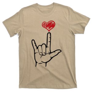 ASL I Love You Hand Heart Sign Language T-Shirt