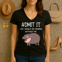Admit It Life Would Be Boring Without Me Funny Moo Deng Women's V-Neck T-Shirt