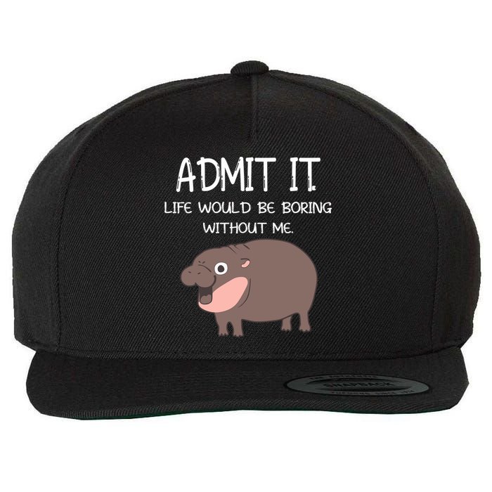 Admit It Life Would Be Boring Without Me Funny Moo Deng Wool Snapback Cap