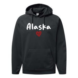 Alaska I Love Alaska Classic Performance Fleece Hoodie