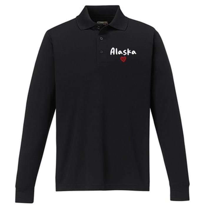 Alaska I Love Alaska Classic Performance Long Sleeve Polo