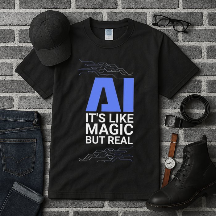 Ai Its Like Magic But Real Artificial Intelligence Geek Gift Tall T-Shirt