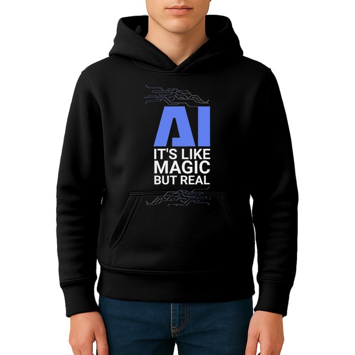 Ai Its Like Magic But Real Artificial Intelligence Geek Gift Kids Hoodie