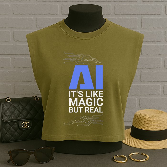 Ai Its Like Magic But Real Artificial Intelligence Geek Gift Garment-Dyed Women's Muscle Tee