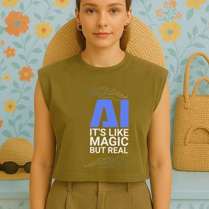 Ai Its Like Magic But Real Artificial Intelligence Geek Gift Garment-Dyed Women's Muscle Tee