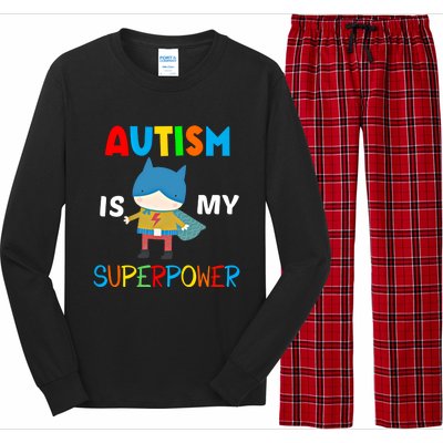 Autism Is My Superpower Autism Superhero Gift Long Sleeve Pajama Set