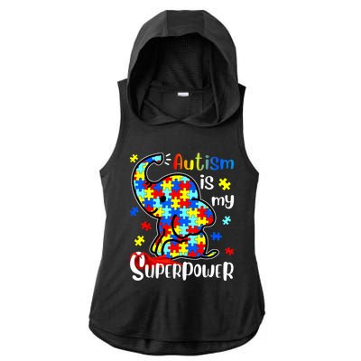 Autism Is My Superpower Cute Elephant Autism Awareness Ladies PosiCharge Tri-Blend Wicking Draft Hoodie Tank