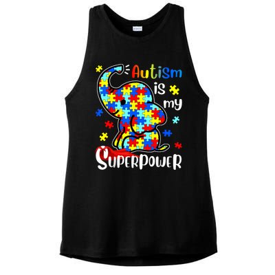 Autism Is My Superpower Cute Elephant Autism Awareness Ladies PosiCharge Tri-Blend Wicking Tank