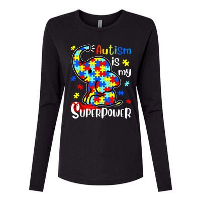 Autism Is My Superpower Cute Elephant Autism Awareness Womens Cotton Relaxed Long Sleeve T-Shirt