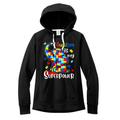 Autism Is My Superpower Cute Elephant Autism Awareness Women's Fleece Hoodie