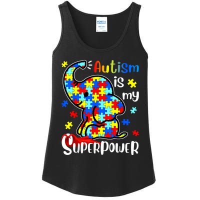 Autism Is My Superpower Cute Elephant Autism Awareness Ladies Essential Tank