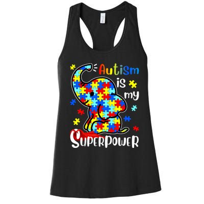 Autism Is My Superpower Cute Elephant Autism Awareness Women's Racerback Tank