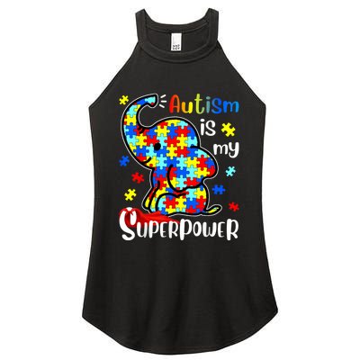 Autism Is My Superpower Cute Elephant Autism Awareness Women's Perfect Tri Rocker Tank