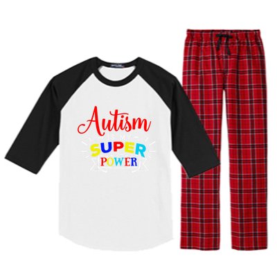 Autism Is My Superpower Cute Gift Colorful Autistic Disability Gift Meaningful G Raglan Sleeve Pajama Set