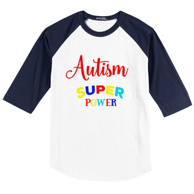 Autism Is My Superpower Cute Gift Colorful Autistic Disability Gift Meaningful G Baseball Sleeve Shirt