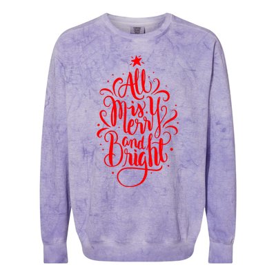 All Is Merry And Bright Christmas Holiday Colorblast Crewneck Sweatshirt