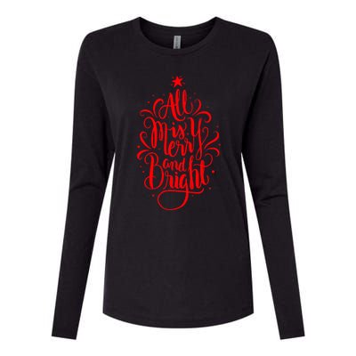 All Is Merry And Bright Christmas Holiday Womens Cotton Relaxed Long Sleeve T-Shirt