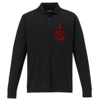 All Is Merry And Bright Christmas Holiday Performance Long Sleeve Polo