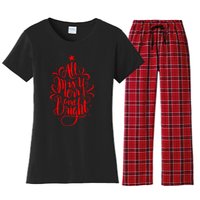 All Is Merry And Bright Christmas Holiday Women's Flannel Pajama Set