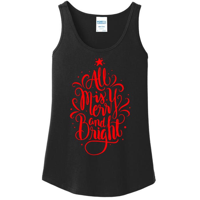 All Is Merry And Bright Christmas Holiday Ladies Essential Tank