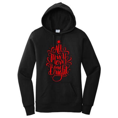 All Is Merry And Bright Christmas Holiday Women's Pullover Hoodie