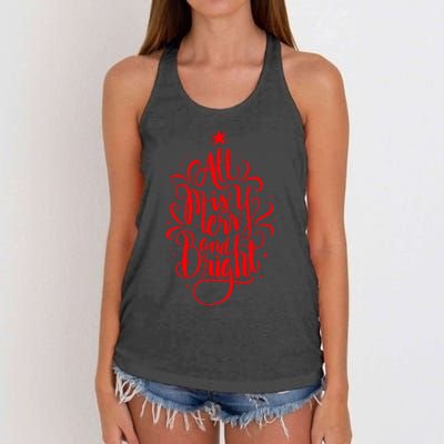 All Is Merry And Bright Christmas Holiday Women's Knotted Racerback Tank