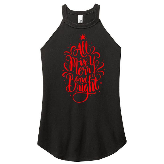 All Is Merry And Bright Christmas Holiday Women's Perfect Tri Rocker Tank