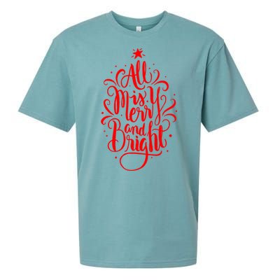 All Is Merry And Bright Christmas Holiday Sueded Cloud Jersey T-Shirt