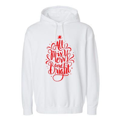 All Is Merry And Bright Christmas Holiday Garment-Dyed Fleece Hoodie