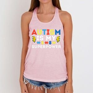 Autism Is My Superpower Autistic Advocate Gift Women's Knotted Racerback Tank