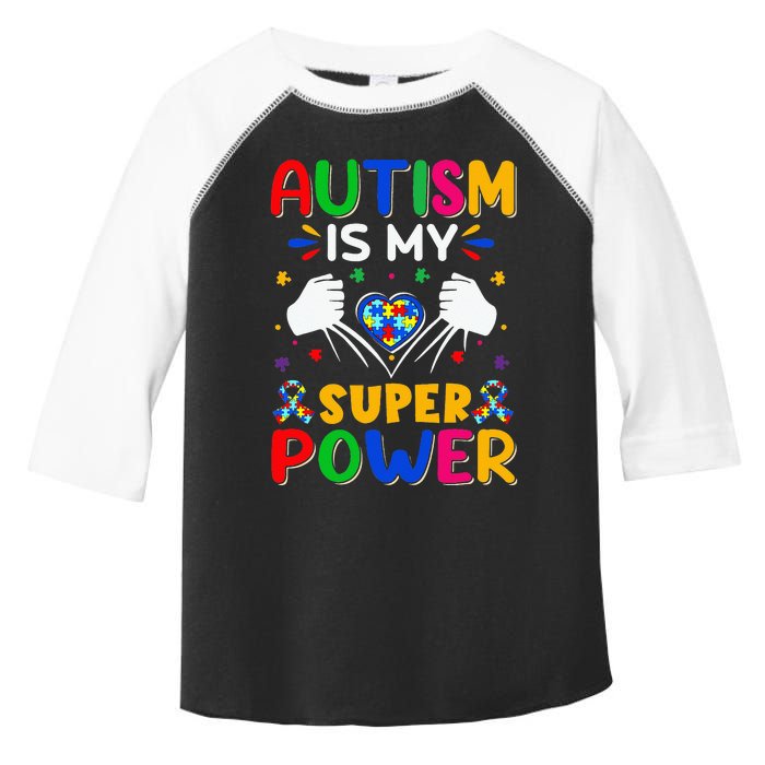 Autism is My Super Power Heart Puzzle Autism Awareness Toddler Fine Jersey T-Shirt