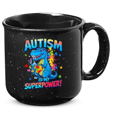 Autism Is My Superpower Dinosaur  Autism Awareness 15oz Campfire Ceramic Mug
