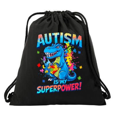 Autism Is My Superpower Dinosaur  Autism Awareness Drawstring Bag