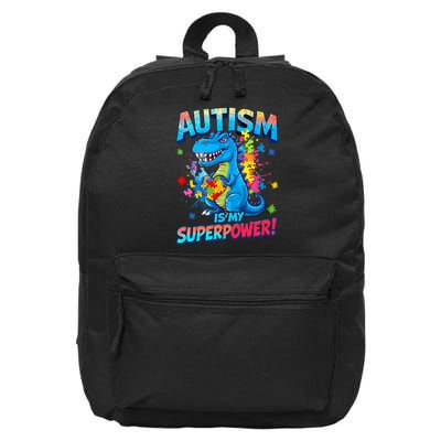 Autism Is My Superpower Dinosaur  Autism Awareness 16 in Basic Backpack