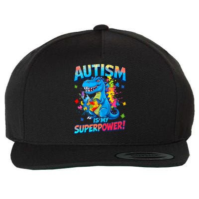 Autism Is My Superpower Dinosaur  Autism Awareness Wool Snapback Cap