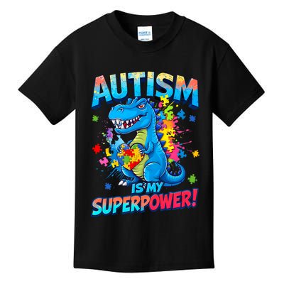 Autism Is My Superpower Dinosaur  Autism Awareness Kids T-Shirt