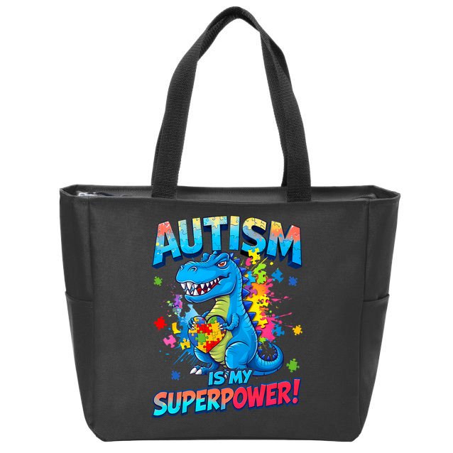 Autism Is My Superpower Dinosaur  Autism Awareness Zip Tote Bag