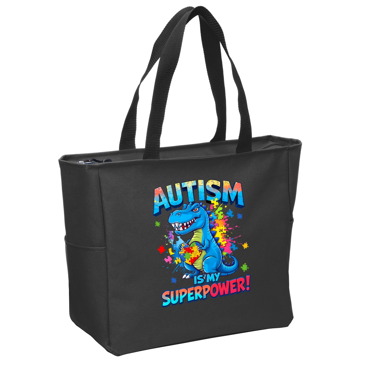 Autism Is My Superpower Dinosaur  Autism Awareness Zip Tote Bag