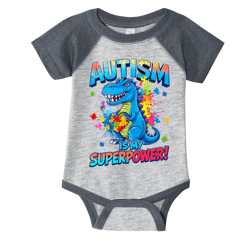 Autism Is My Superpower Dinosaur  Autism Awareness Infant Baby Jersey Bodysuit