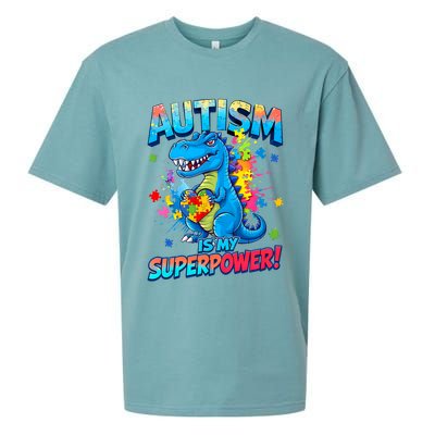 Autism Is My Superpower Dinosaur  Autism Awareness Sueded Cloud Jersey T-Shirt