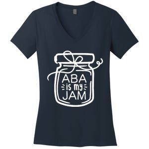 ABA Is My Jam Autism Awareness Women's V-Neck T-Shirt