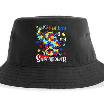 Autism Is My Superpower Cute Elephant Autism Awareness Sustainable Bucket Hat