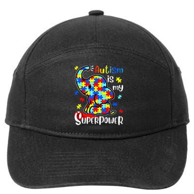 Autism Is My Superpower Cute Elephant Autism Awareness 7-Panel Snapback Hat