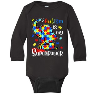 Autism Is My Superpower Cute Elephant Autism Awareness Baby Long Sleeve Bodysuit