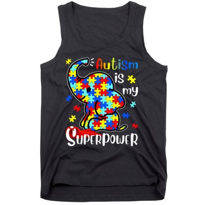 Autism Is My Superpower Cute Elephant Autism Awareness Tank Top